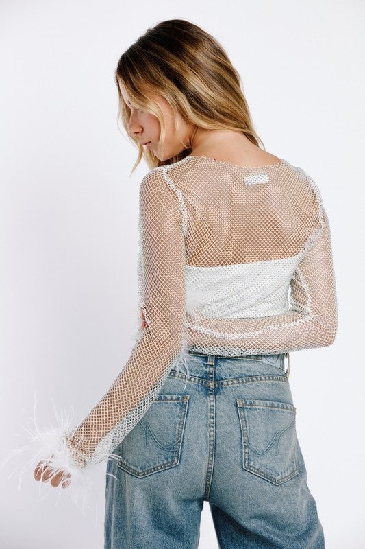 fishnet rhinestone top