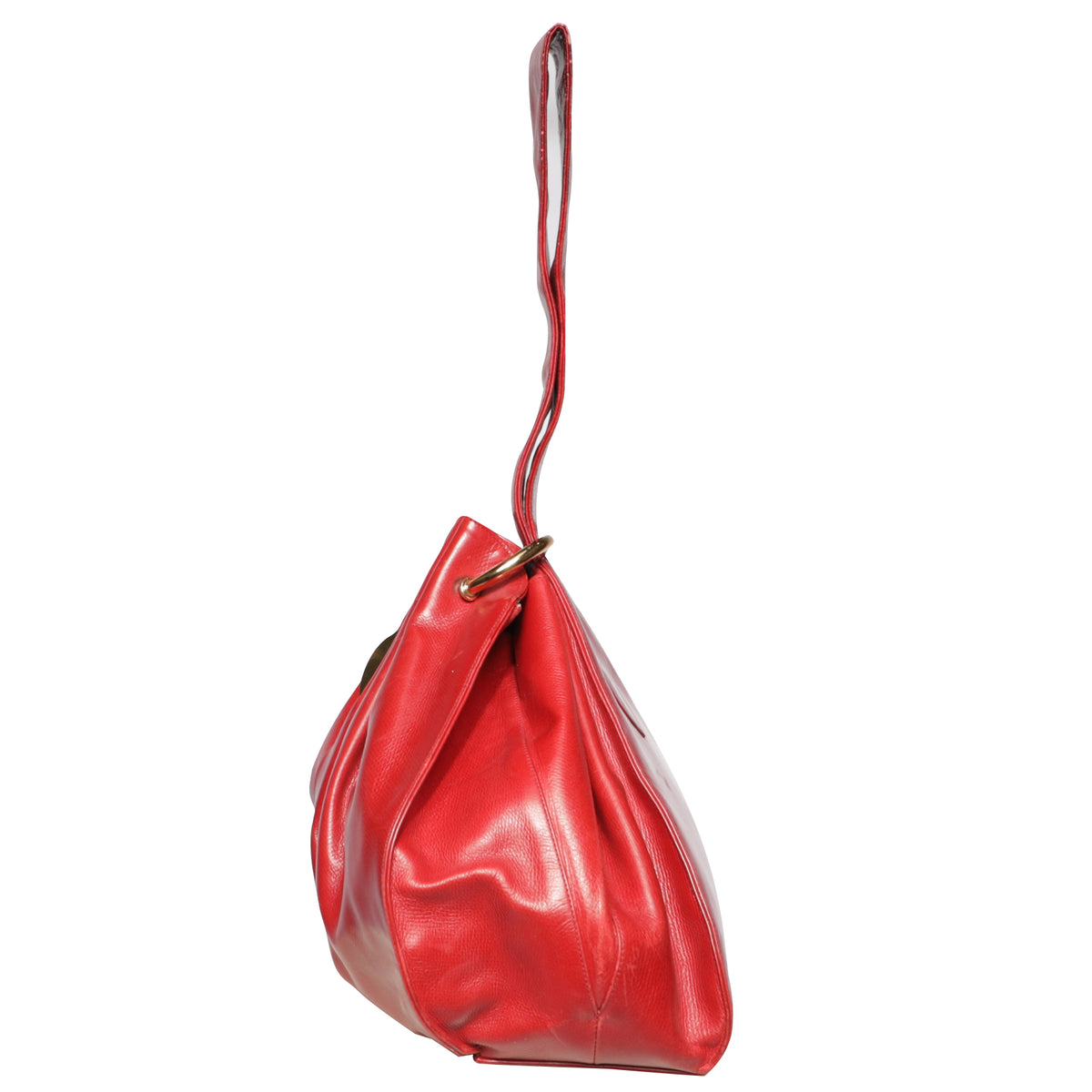 Vintage 1960s Koret Red Leather Trapezoid Pouch Bag