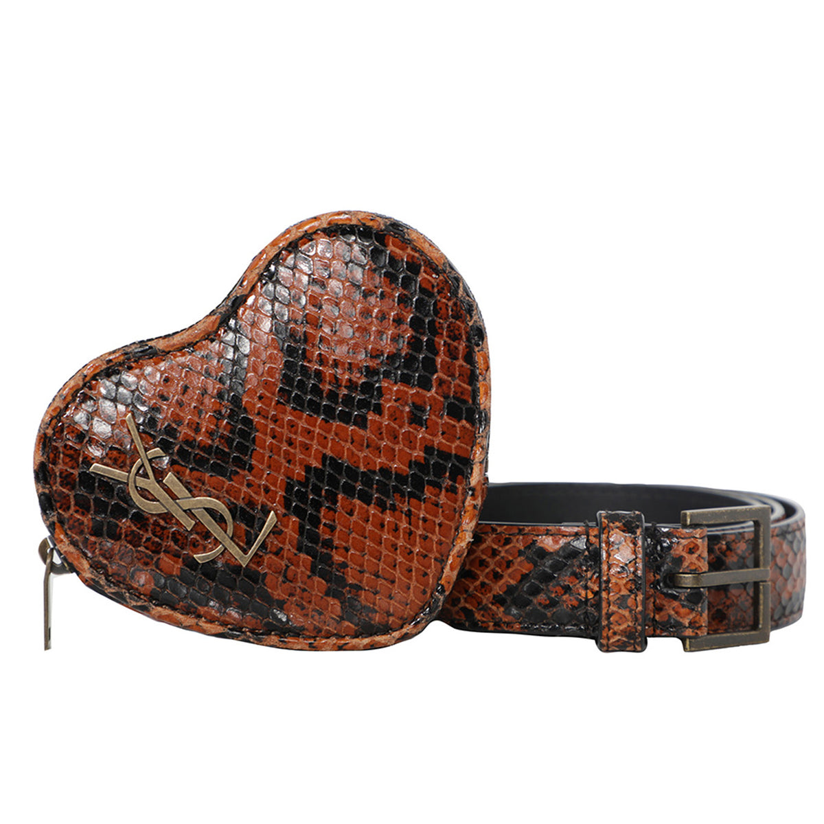 Yves Saint Laurent Snakeskin Leather Heart Mini Bag Belt
