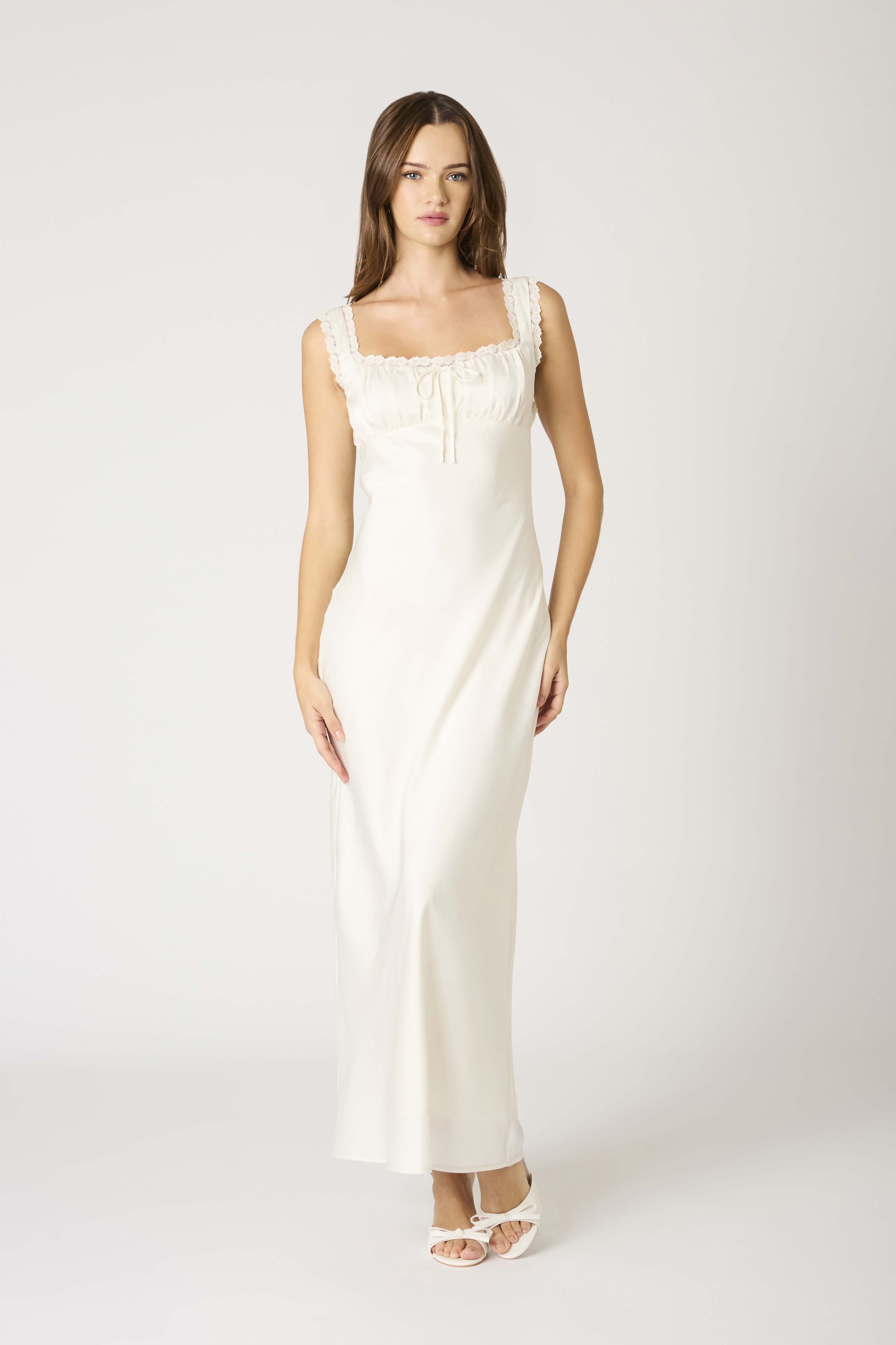 Gardenia Milk Maid Lace Trim Slip Dress