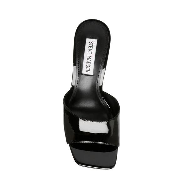 Signal Patent Mules Slip On Hi Heels - Black Patent – Mint