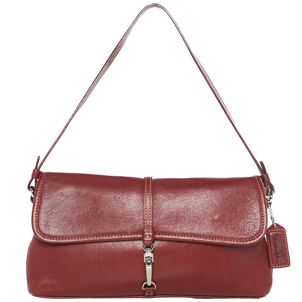 Vintage Coach Early 2000s Red Leather Y2K Baguette Shoulder Bag