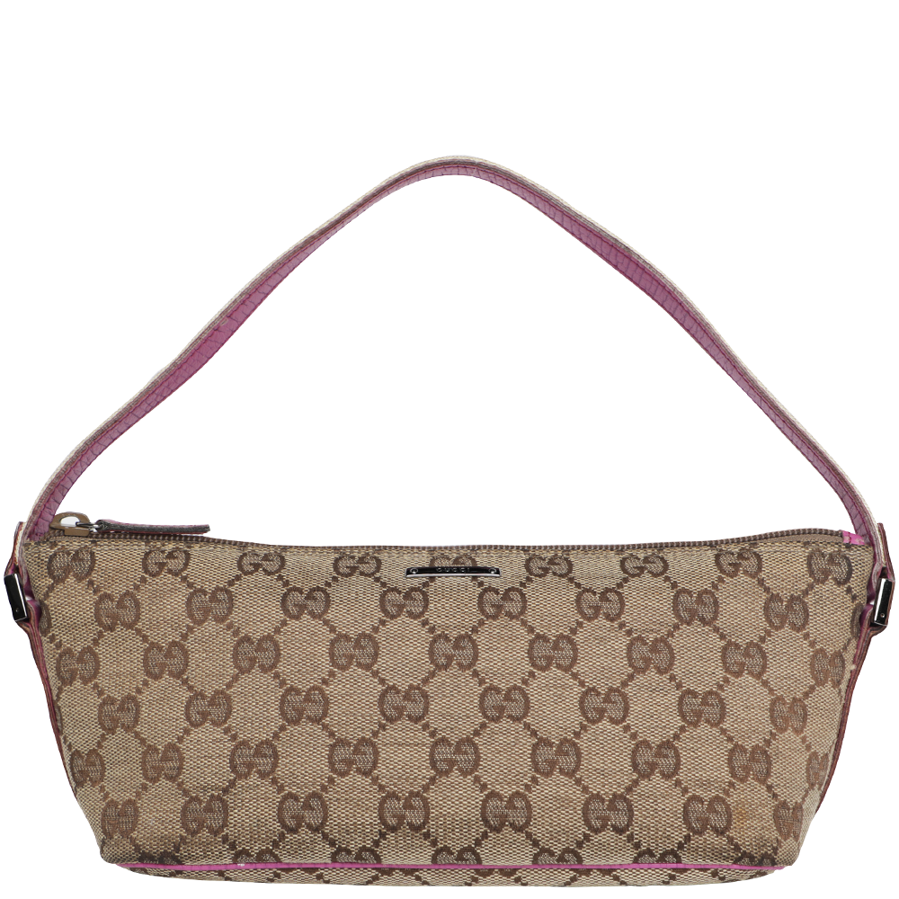 【GUCCI】GGキャンバス ミニハンドバッグ ピンクy2K 平成　ヴィンテージ Vintage Y2K Gucci GG Web Monogram Canvas Leather Shoulder Bag