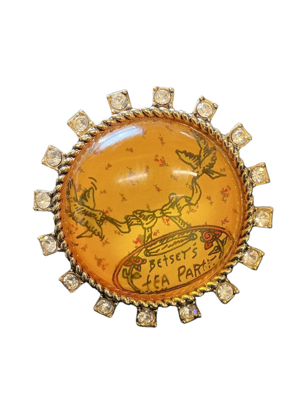 Vintage 70s Betsey Johnson oversized pieces zodiac resin astrology demo Cz Sunburst halo ring size 8