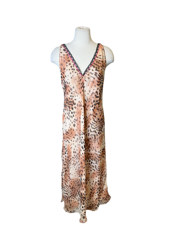 Vintage y2k Lord & Taylor chiffon leopard midi slip dress medium