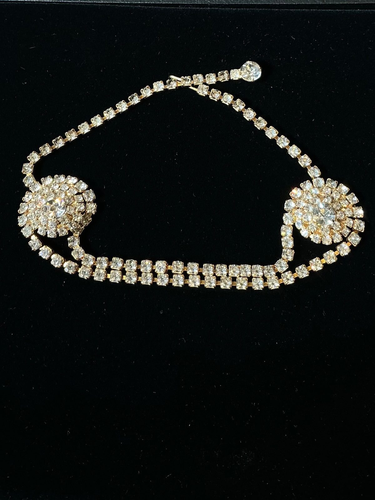 Vintage 1980s gold rhinestone choker necklace