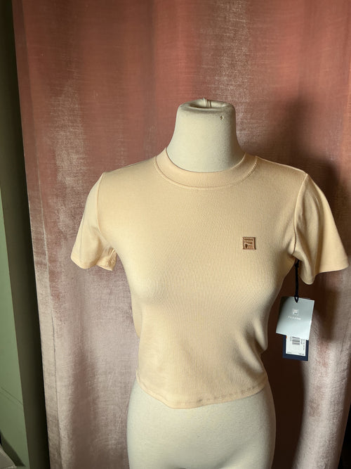 Ammara Ribbed Modal Cotton Crew Neck Baby Tee - Butter