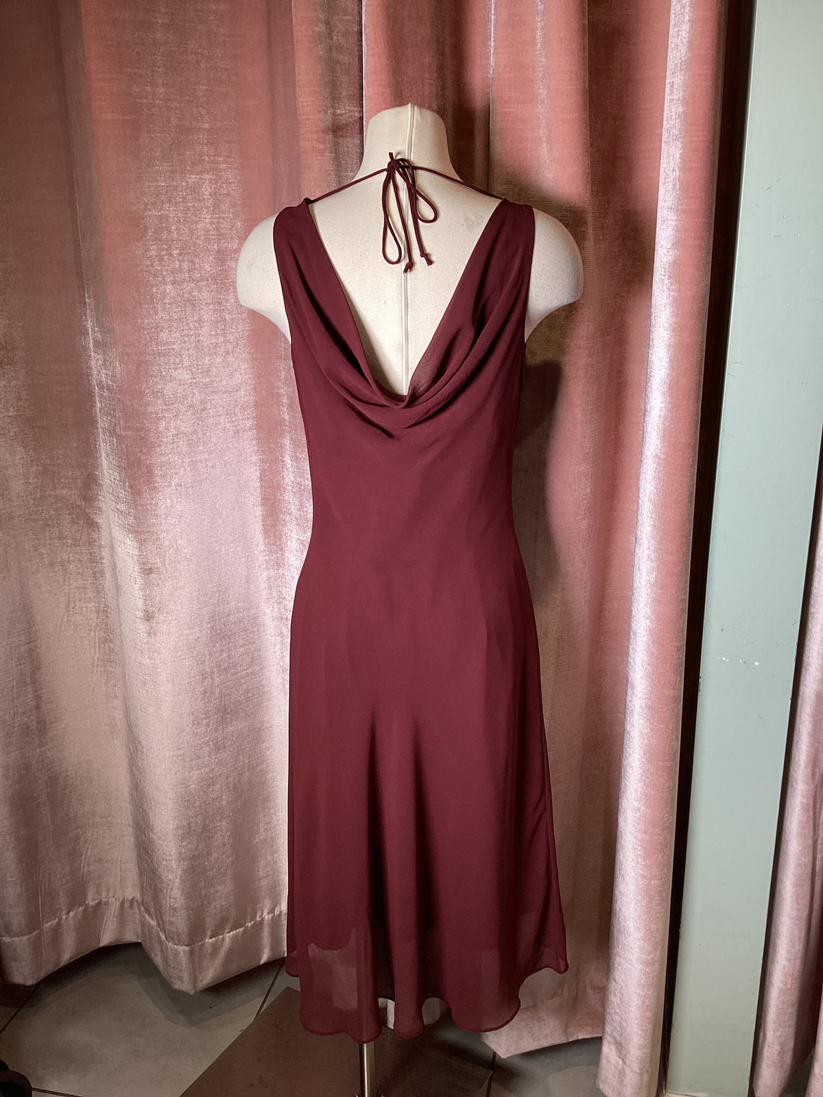 Vintage Y2K Bias Cut Cowl Midi Slip Dress