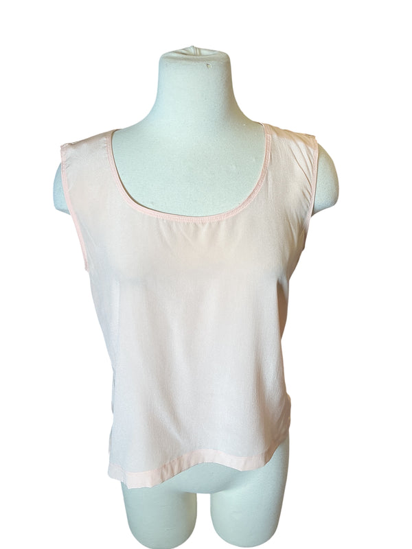 Vintage 80s Geny Made in Italy cream silk boxy blouse tank top M