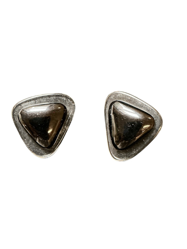 Vintage Black Triangle Clip-On Earrings