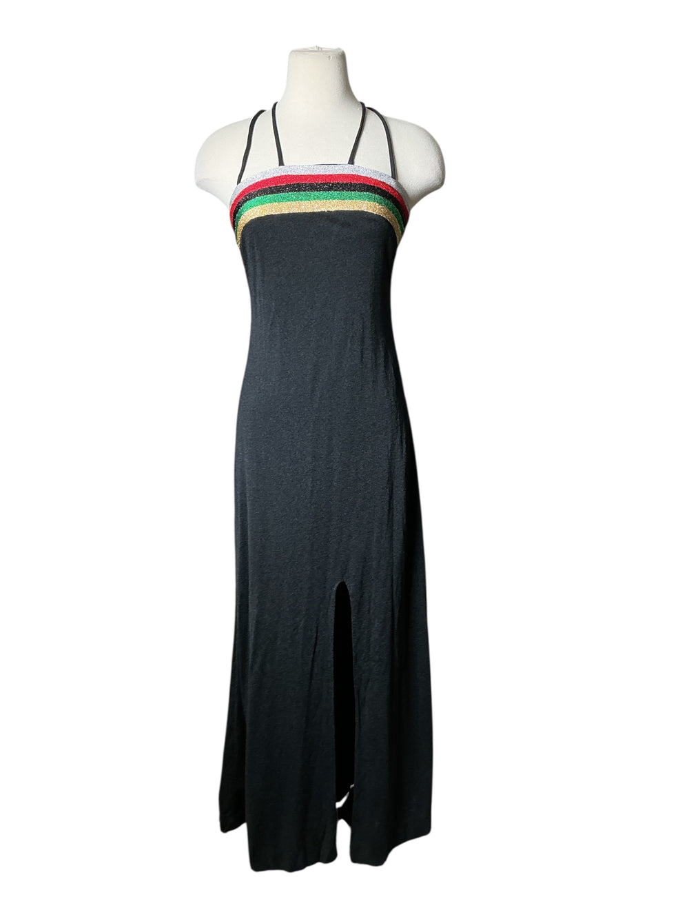 rasta halter dress Vintage Boho Black Stripes party maxi S rasta reggae outfit for ladies