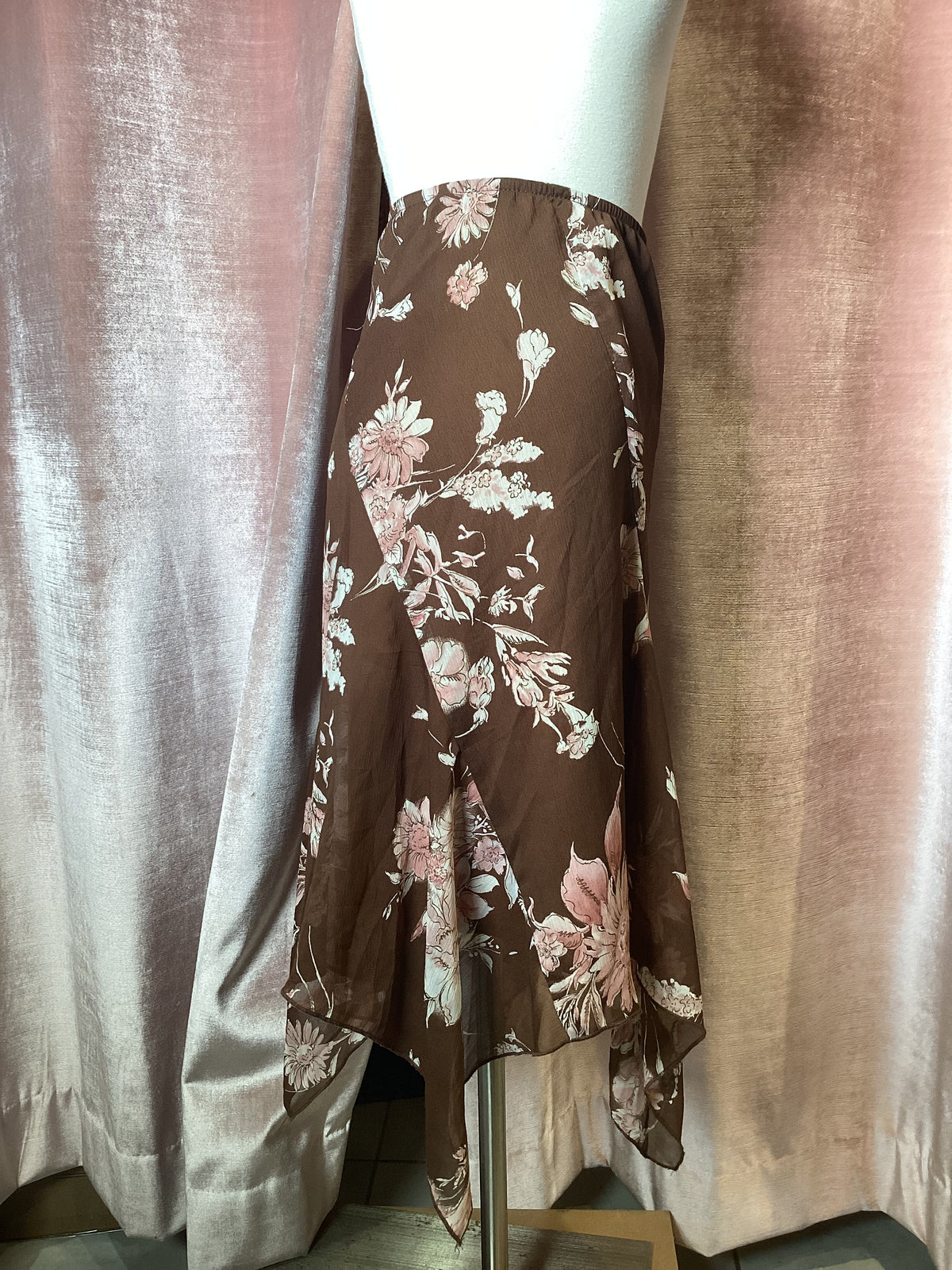 Vintage Y2K Chiffon floral Hankerchief midi Skirt - Medium