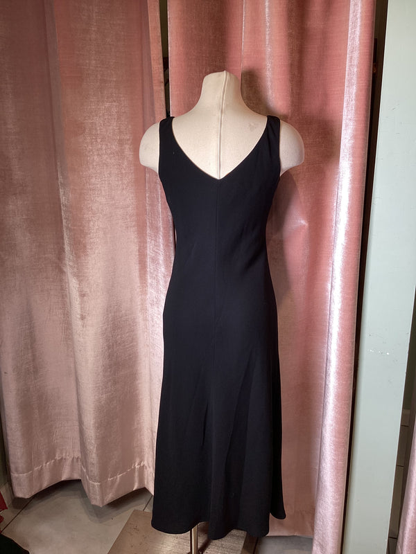 Vintage Y2K Jones New York Dress Rhinestone Crepe Bias Cut Midi Dress