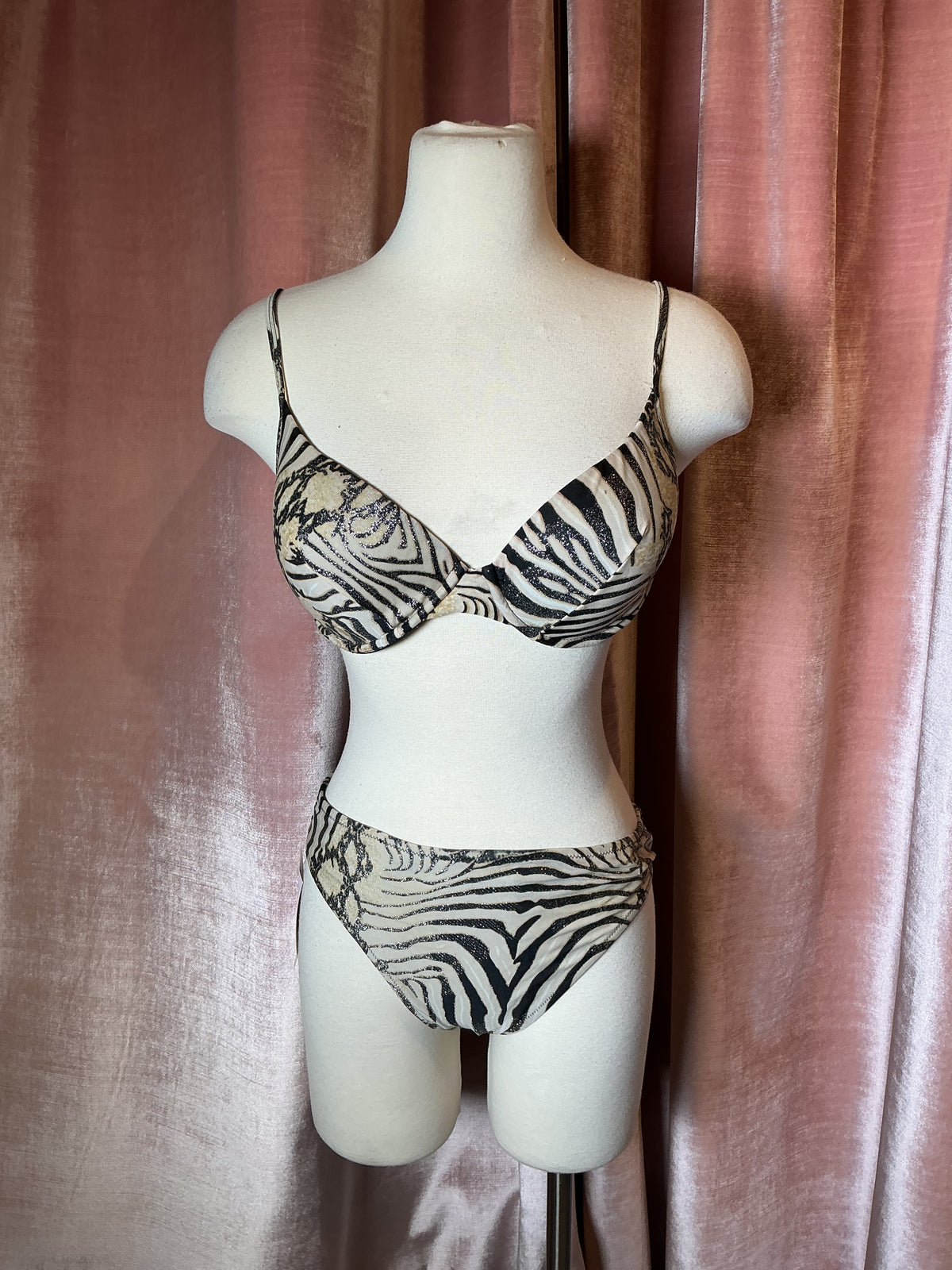 Vintage 90s Gottex Zebra Bikini Large