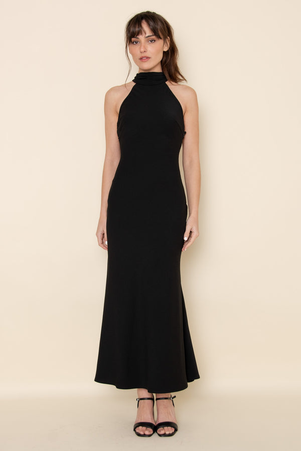Camille High Neck Jersey Halter Maxi Dress