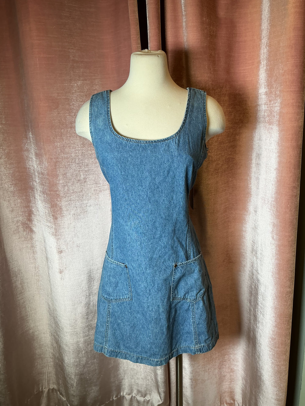 jordache denim dress Jordache Vtg Dress Womens XS Blue Jean Denim Button Front Mini Dark Acid  Wash