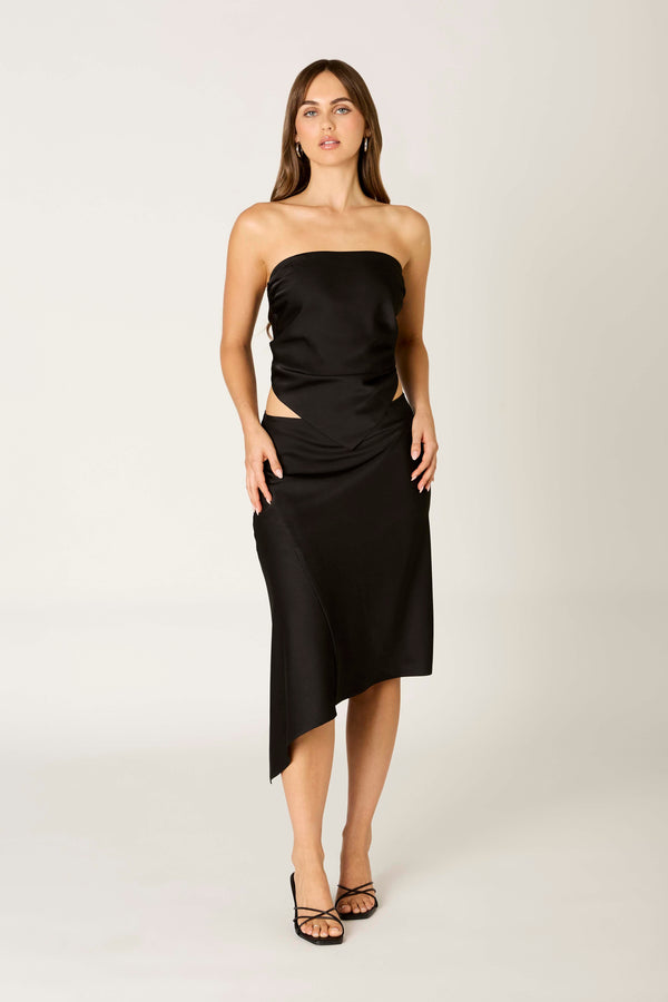 Y2K Asymmetrical Satin Handkerchief Hem Midi Skirt