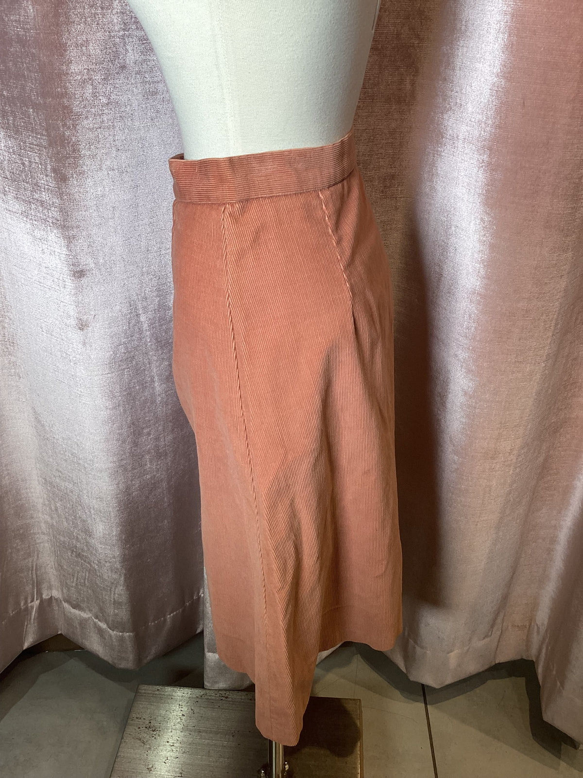 Vintage 1970’s corduroy union label two piece vest and midi skirt set - S