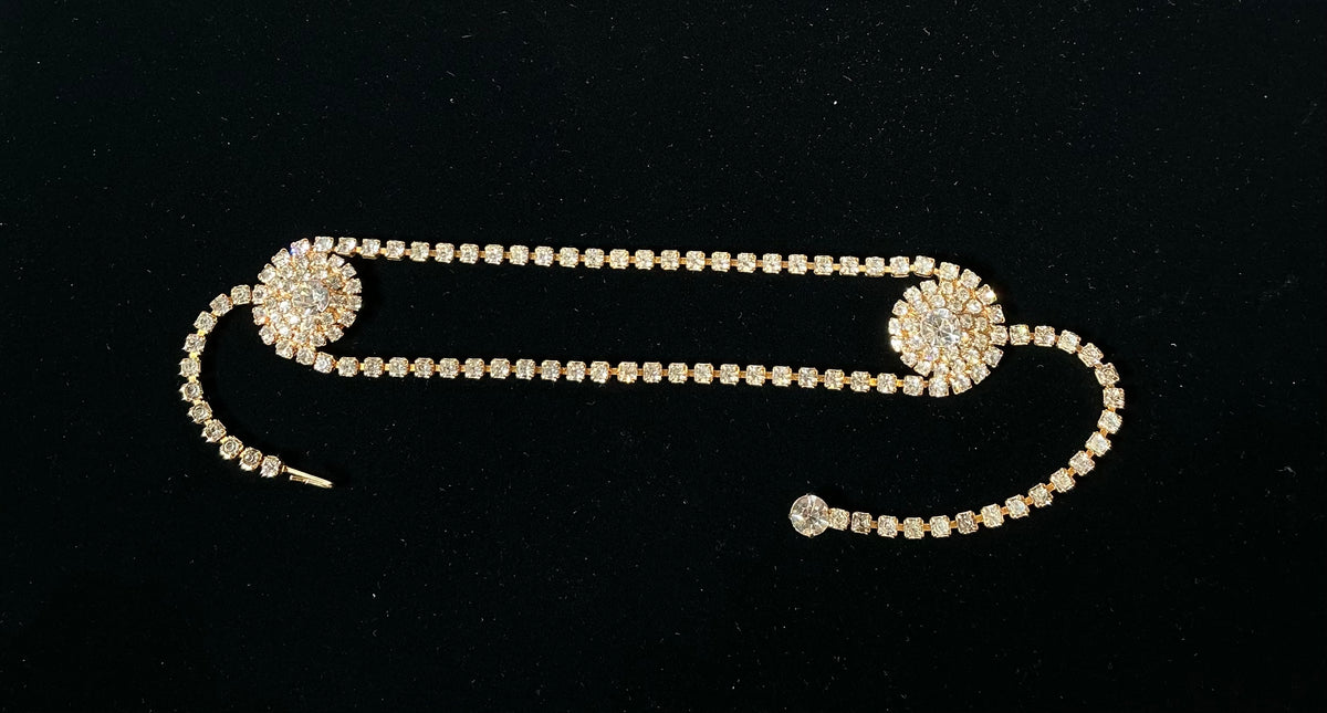 Vintage 1980s gold rhinestone choker necklace
