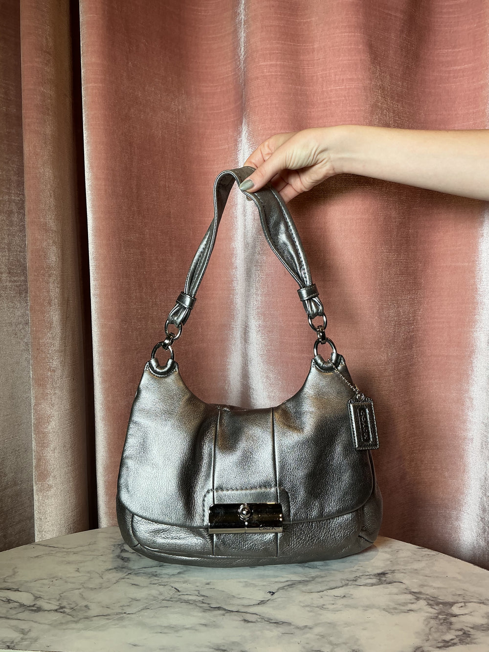 vintage Y2K coach Kristin leather silver shoulder hobo bag – Mint 