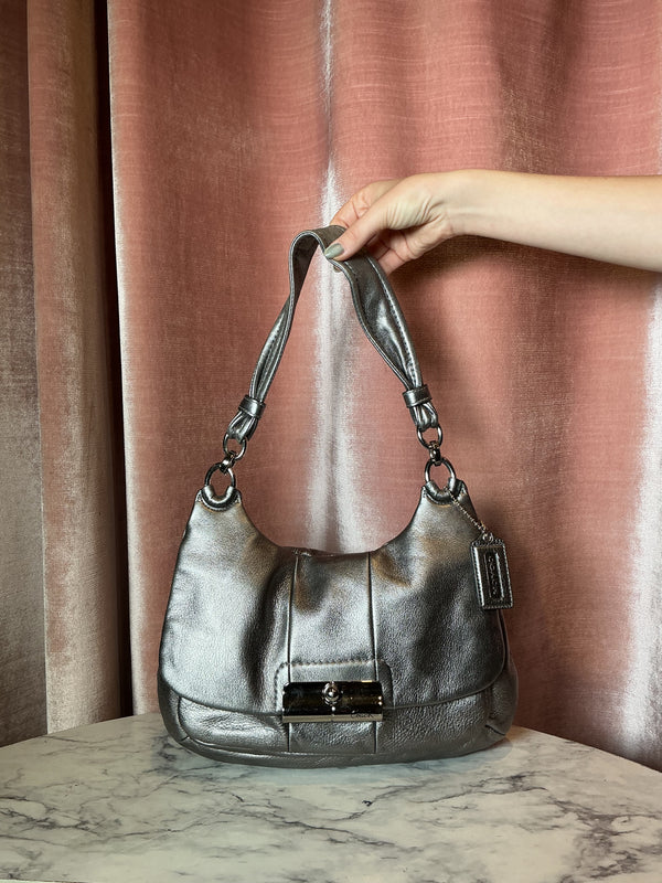 vintage Y2K coach Kristin leather silver shoulder hobo bag