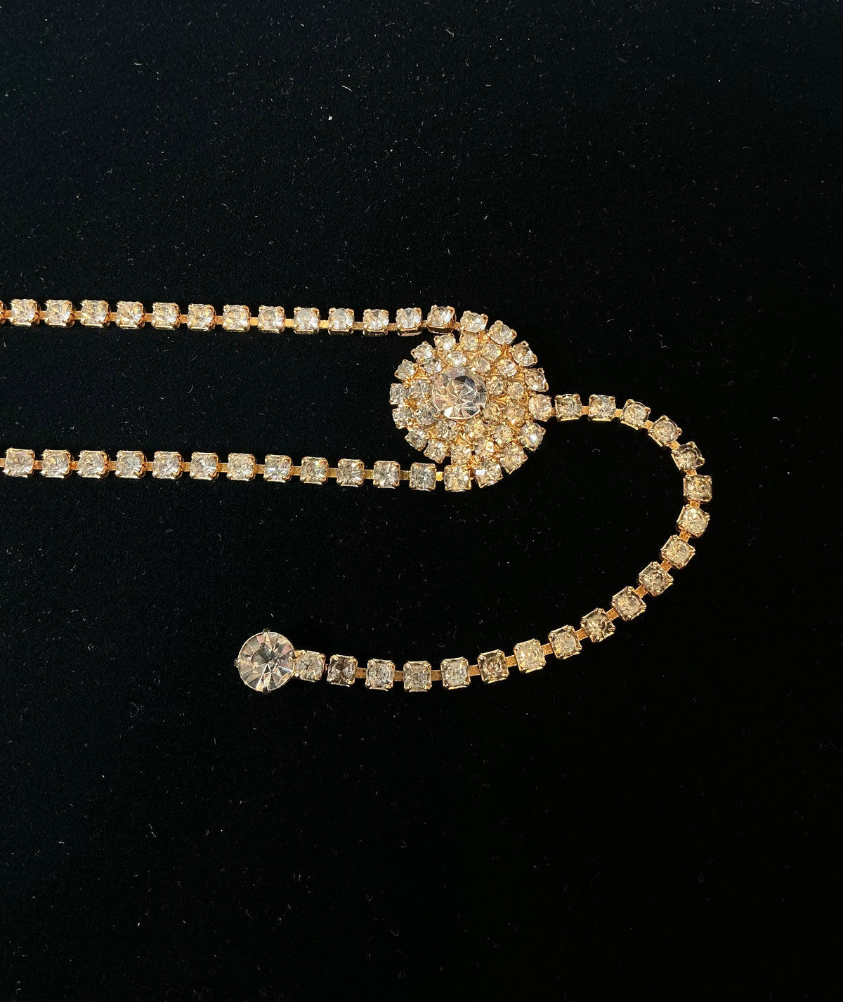 Vintage 1980s gold rhinestone choker necklace