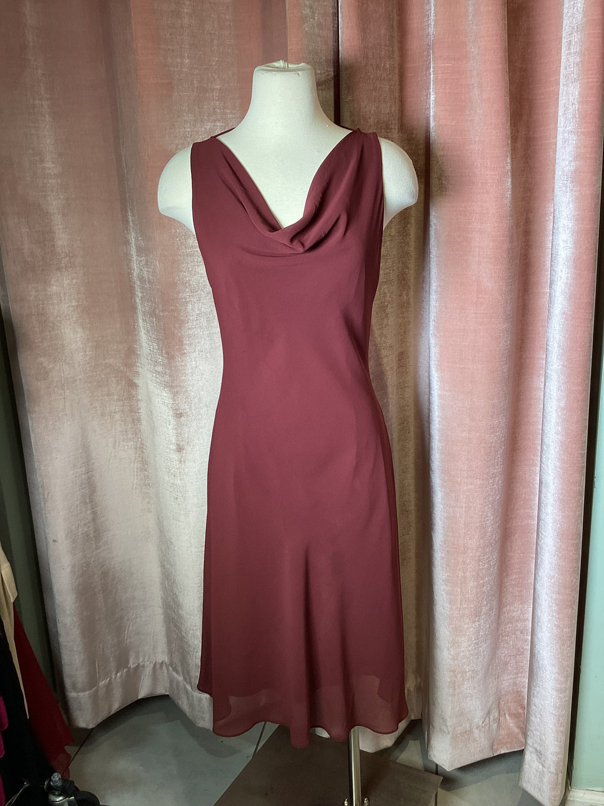 Vintage Y2K Bias Cut Cowl Midi Slip Dress