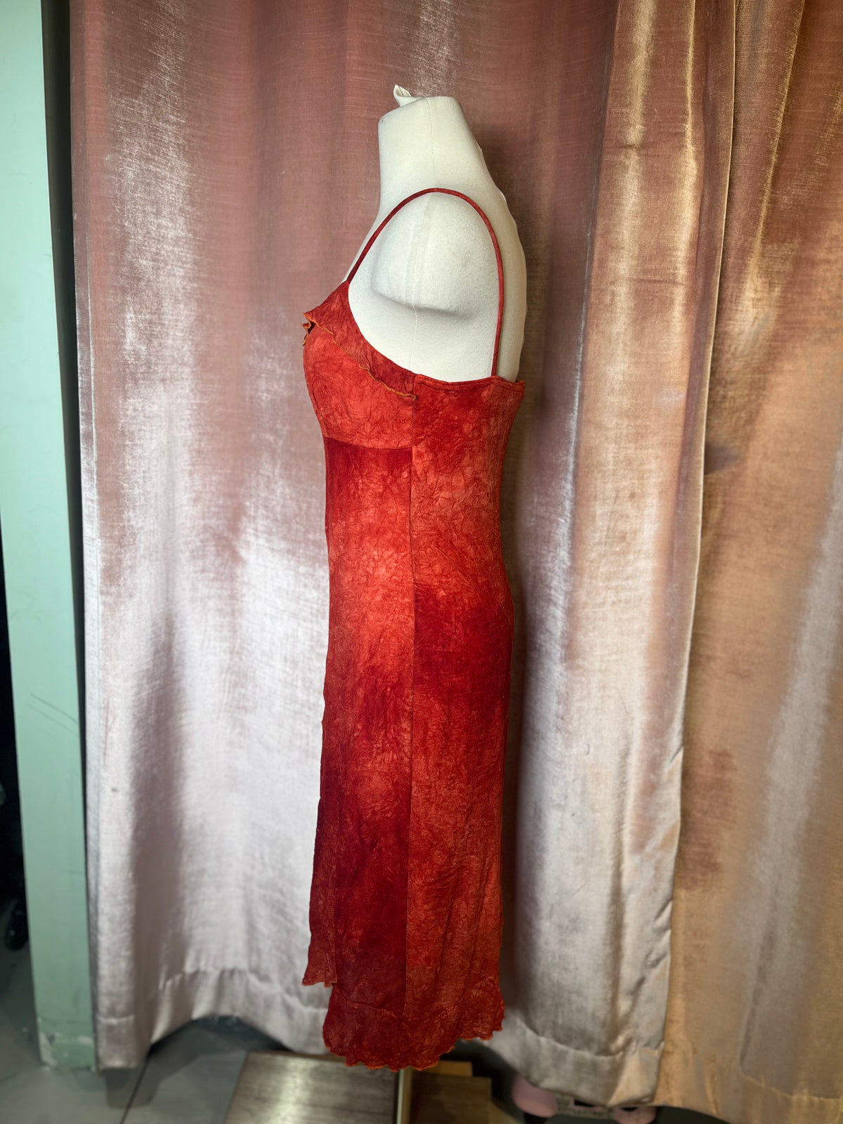 Vintage Y2K La Belle ruffle hankercheif slip dress