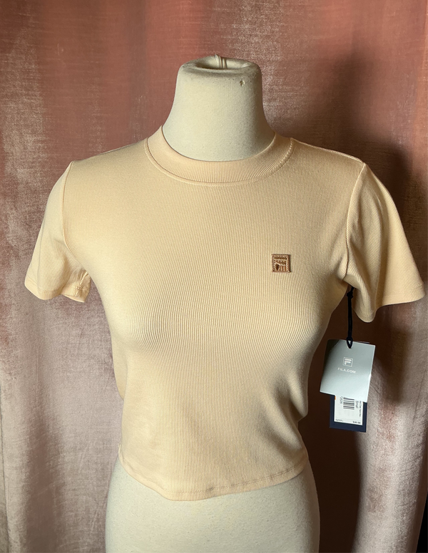 Ammara Ribbed Modal Cotton Crew Neck Baby Tee - Butter