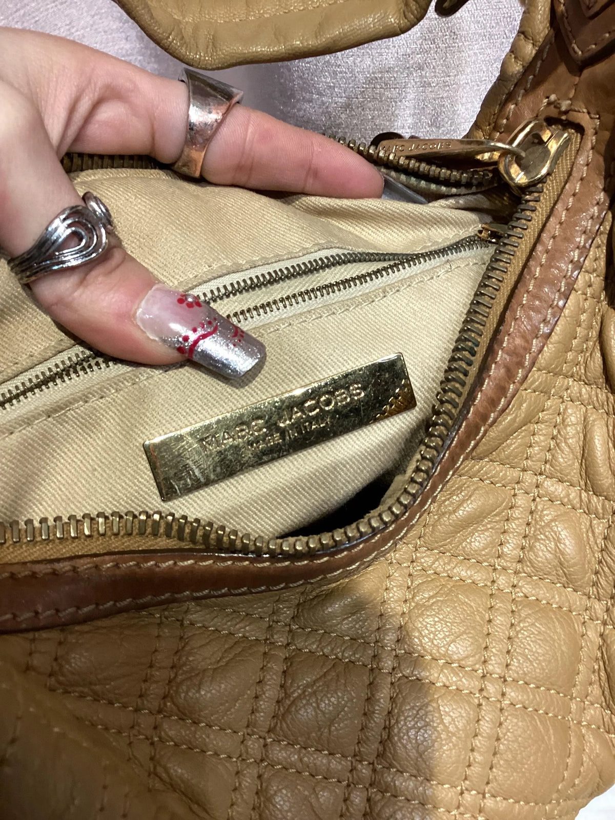 Vintage Y2K Marc Jacobs Leather Quilted Banana Hobo Bag
