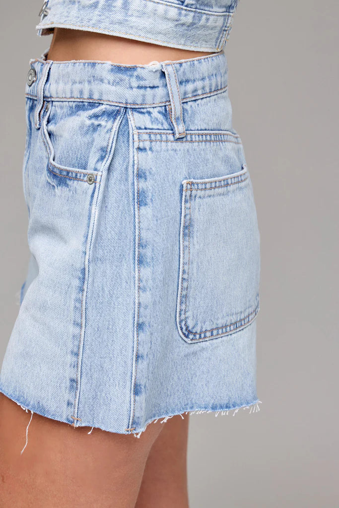 AVA Medium Wash Side Insert 3" Inseam A-Line Shorts