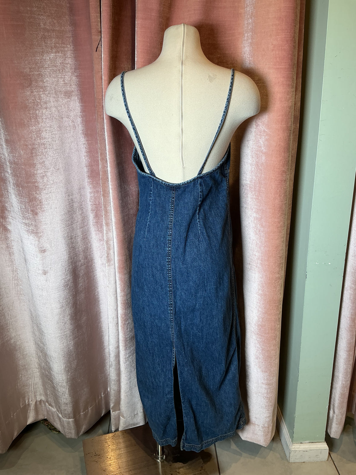 Vintage 90’s Ralph Lauren jeans co. Overalls denim midi dress S/M