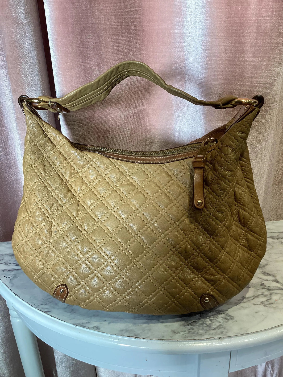 Vintage Y2K Marc Jacobs Leather Quilted Banana Hobo Bag