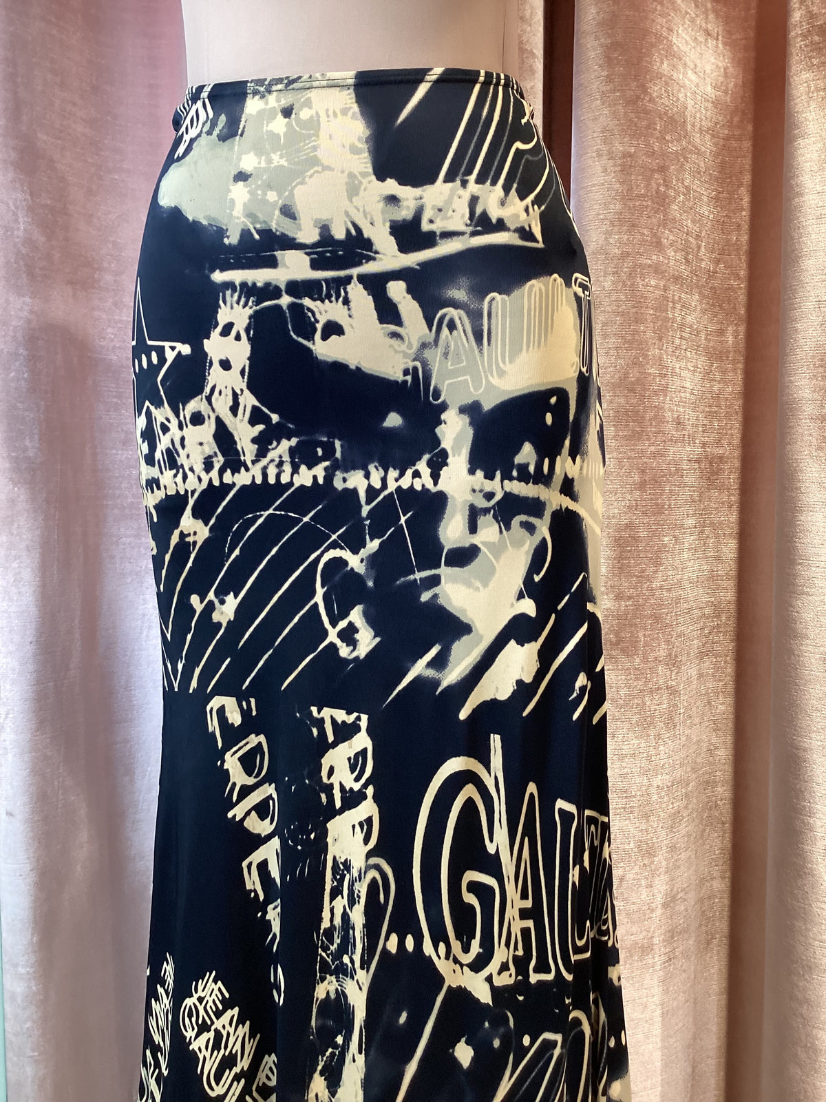 Y2K 1998 Jean Paul Gaultier Classique Paris Gaultier Print Jersey Maxi Skirt