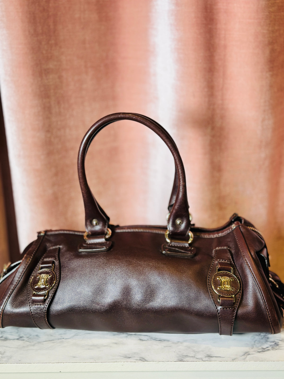 vintage 2000's Celine Triomphe Oversized Leather Cargo Shoulder Satchel Bag