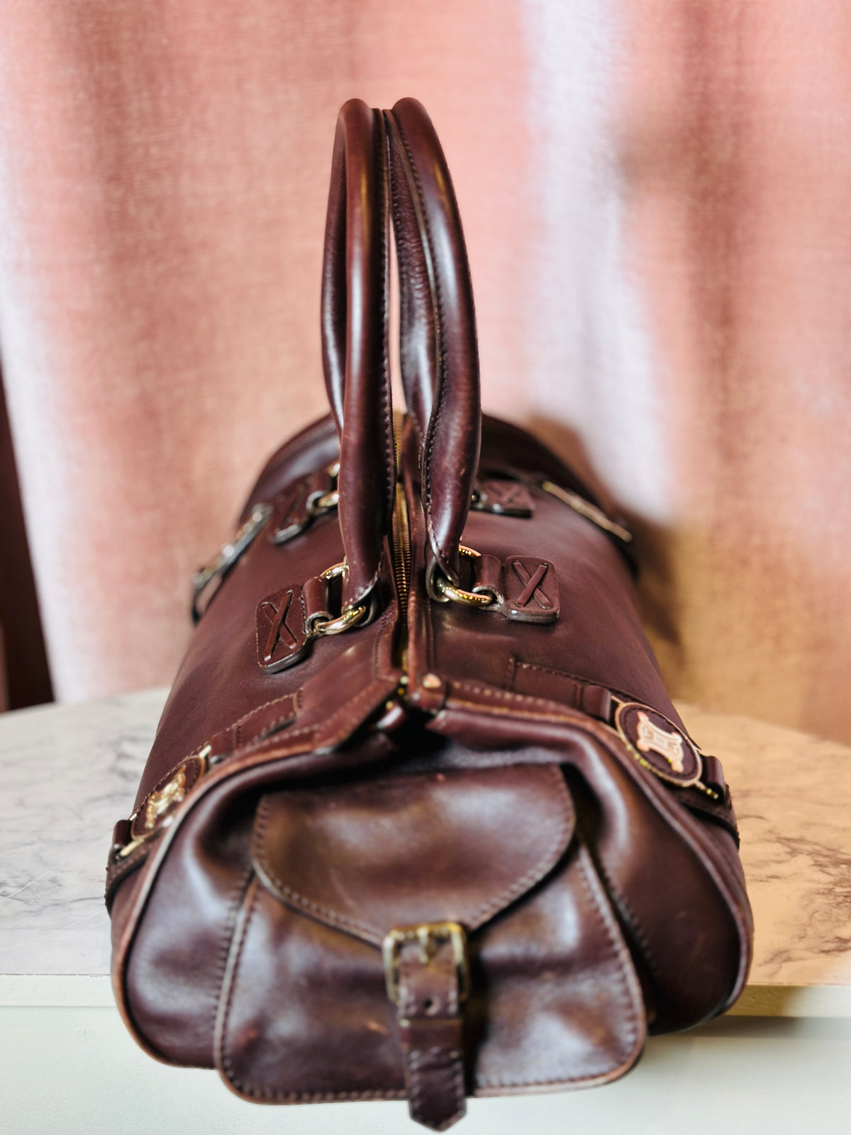 vintage 2000's Celine Triomphe Oversized Leather Cargo Shoulder Satchel Bag