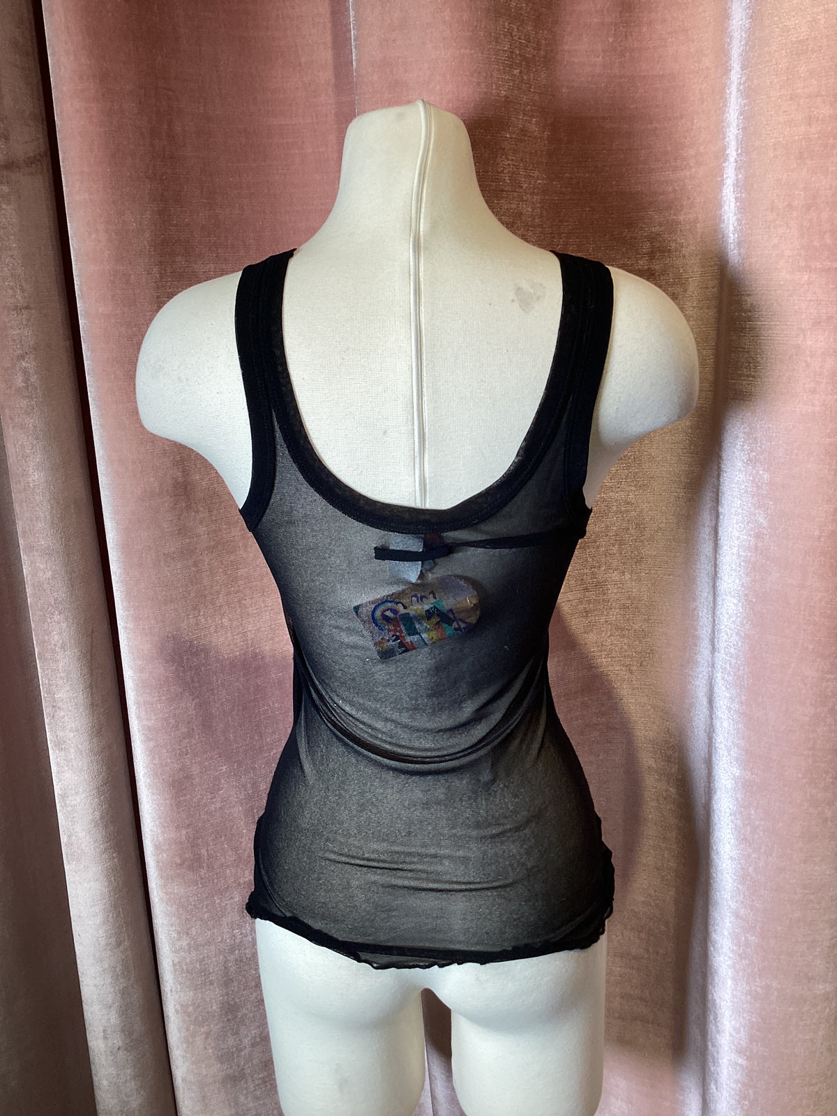 Vintage 90s y2k Jean Paul Gaultier maille sheer mesh lettuce hem tank top Medium