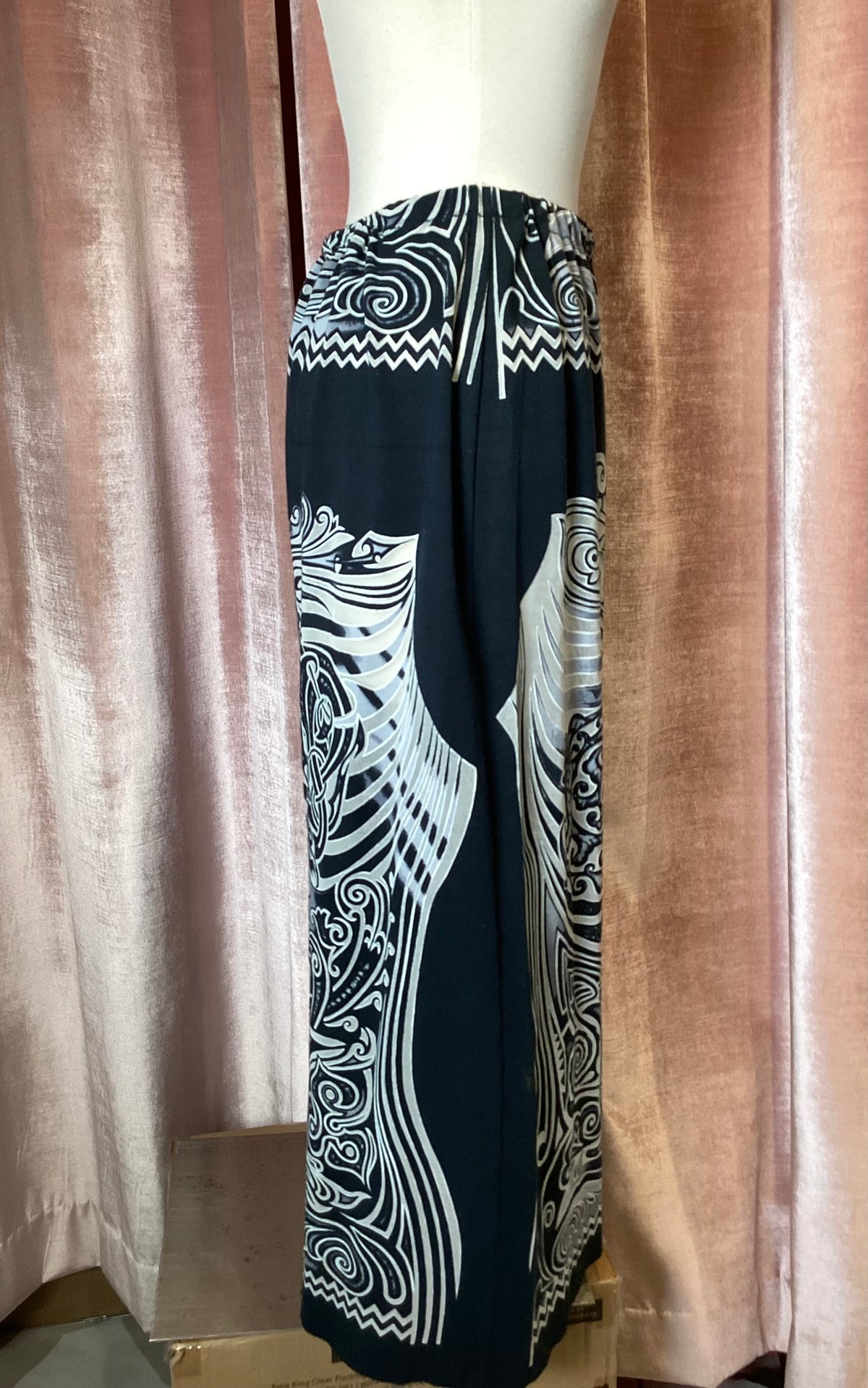 Vintage Y2K Jean Paul Gaultier Soliel tiered cascading mesh fish border print midi skirt Large