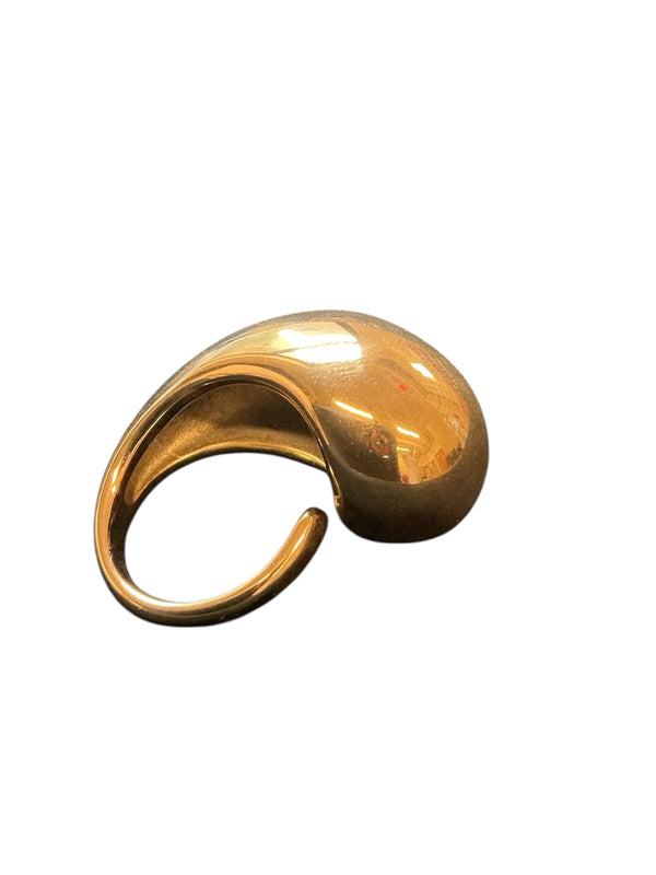 Vintage 90s Stainless steel gold plated tear drop minimalist sculptural ring 6.5