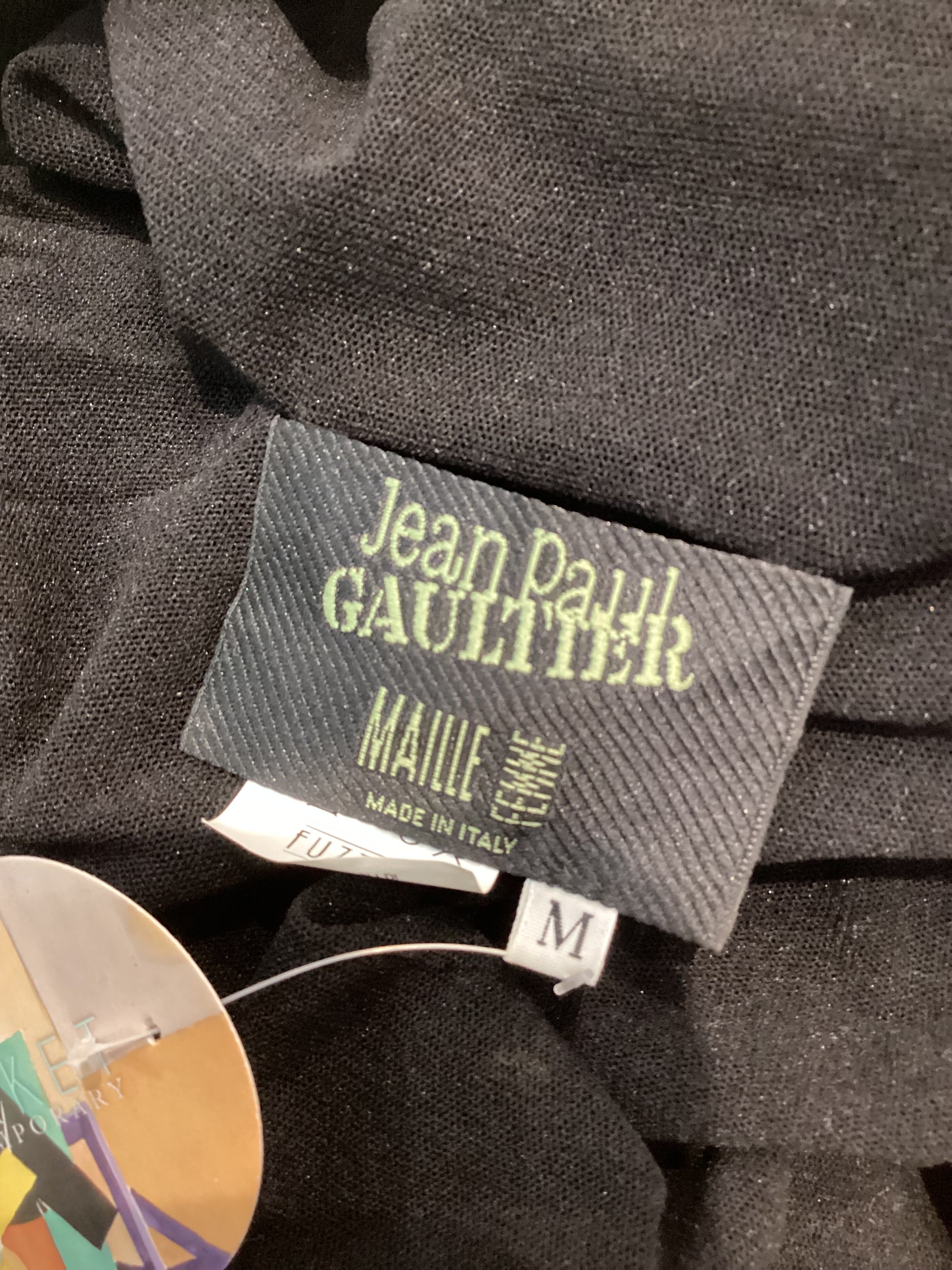 junior GAULTIER ジップアップニット 90s y2k Jean Paul Gaultier Optical Illusion Mesh Wool Printed Knit