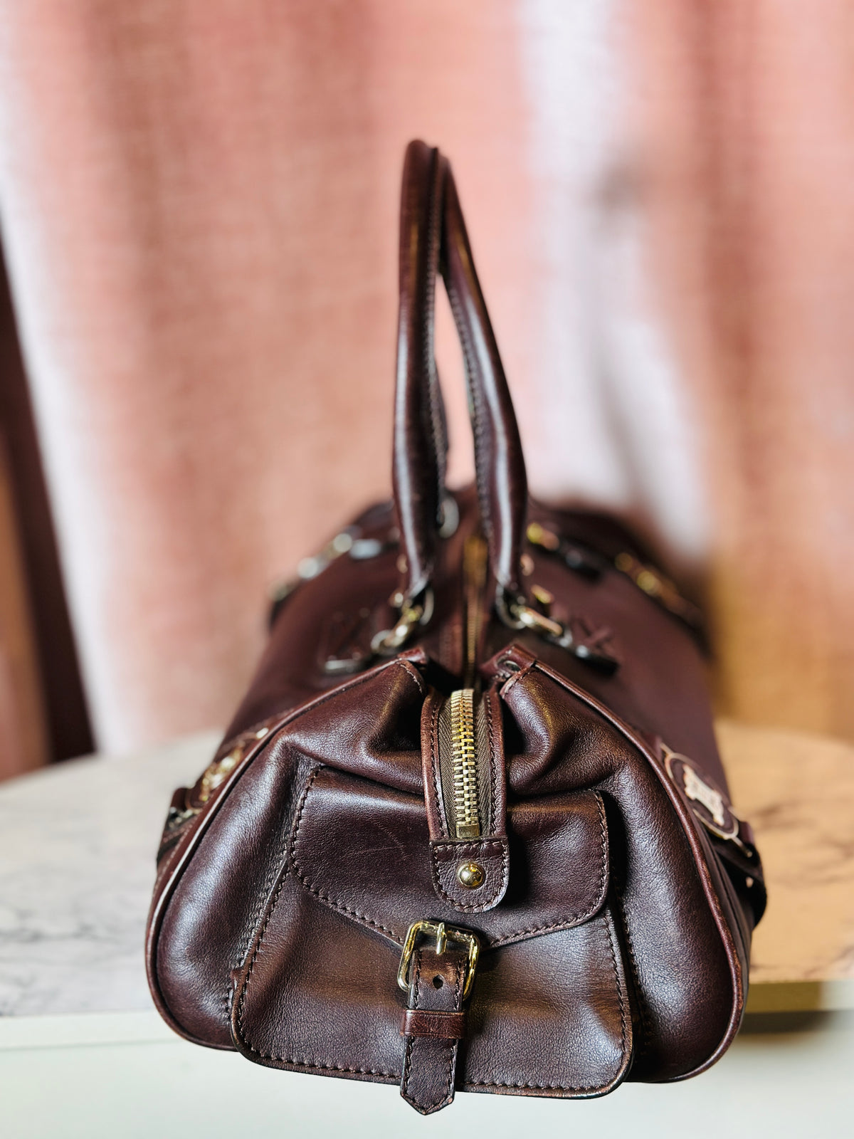 vintage 2000's Celine Triomphe Oversized Leather Cargo Shoulder Satchel Bag