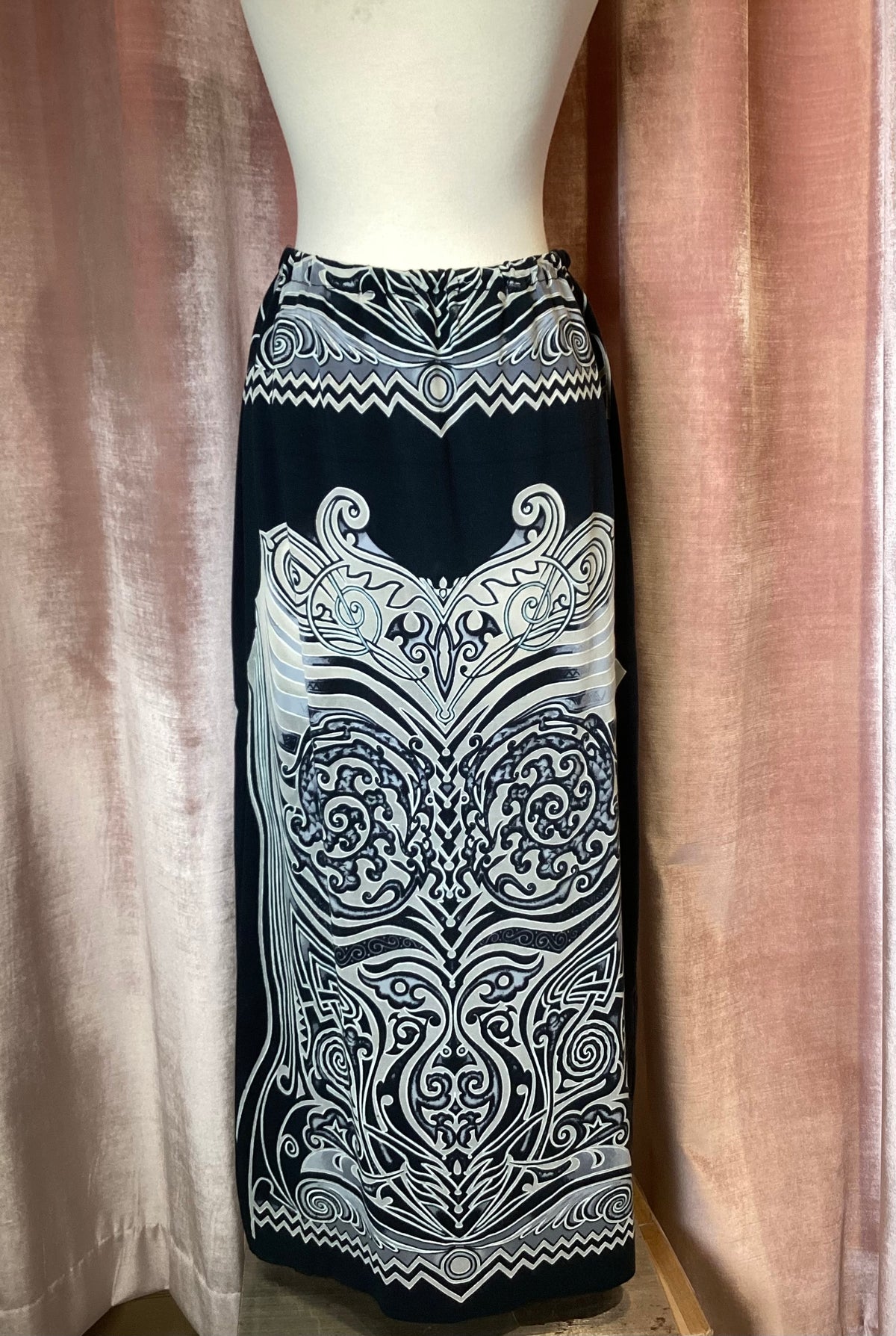 Vintage Y2K Jean Paul Gaultier Soliel tiered cascading mesh fish border print midi skirt Large