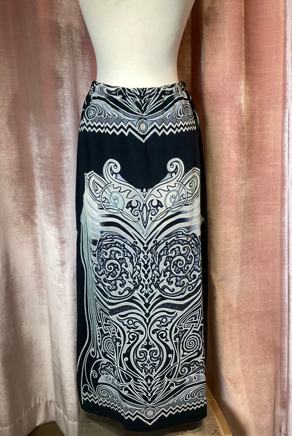 Vintage Y2K Jean Paul Gaultier Soliel tiered cascading mesh fish border print midi skirt Large