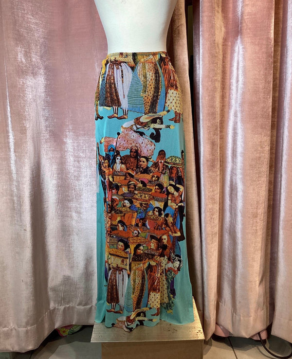 Y2K 90s Jean Paul Gaultier Soliel Hindu Gods Maxi Mesh Skirt Large