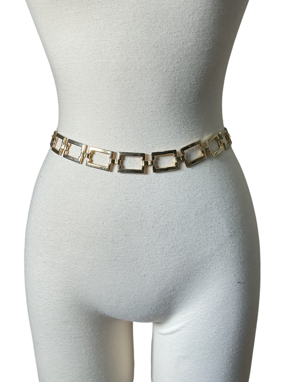 Vintage Y2K Gold Square Link Metal Adjustable Hip Waist  display picture 2