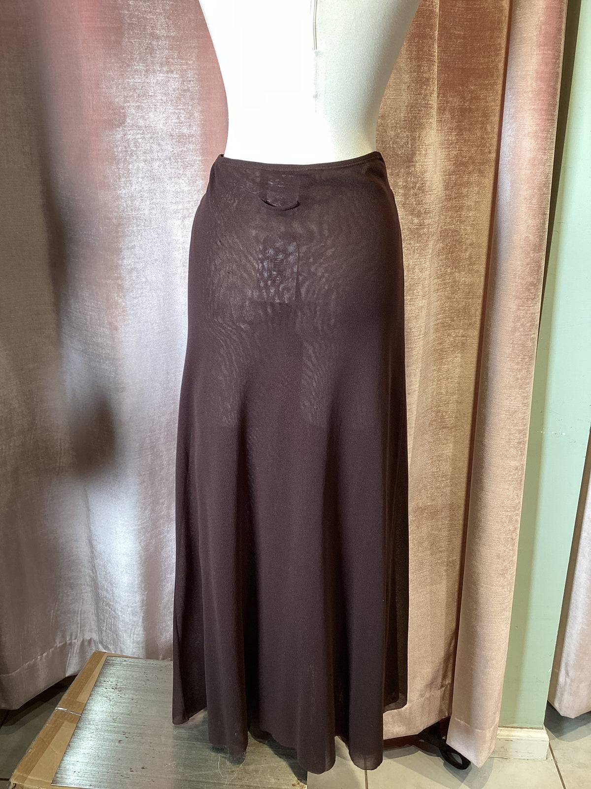 Vintage 90s y2k Jean Paul Gaultier maille mesh brown maxi skirt