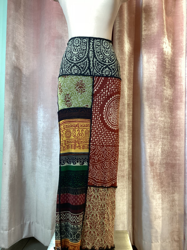 Y2K Jean Paul Gaultier Maille Hindu God Shiva and Sitaram Print Mesh Midi Skirt Medium