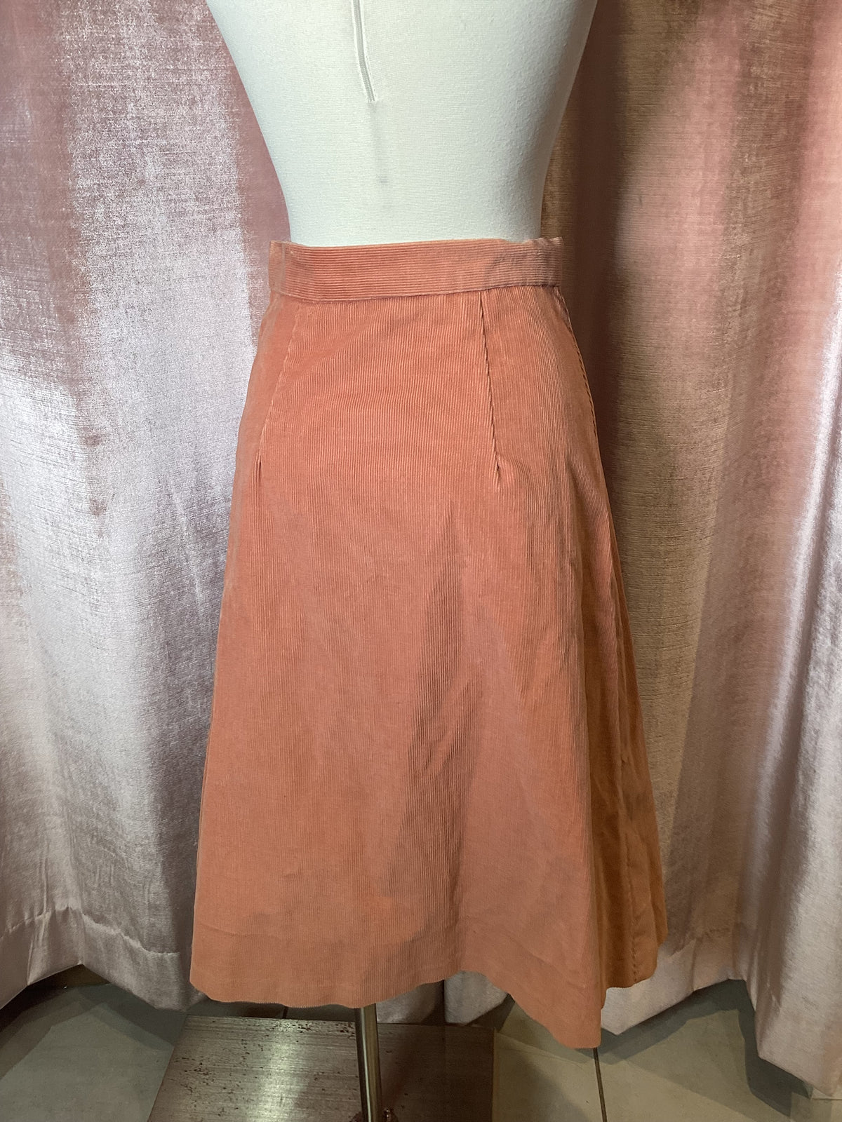 Vintage 1970’s corduroy union label two piece vest and midi skirt set - S