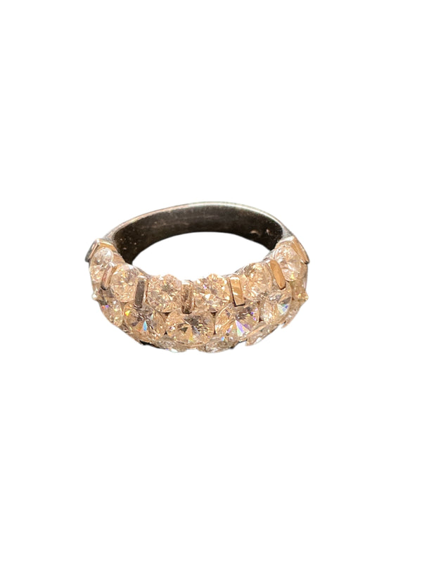 Vintage Sparkling Crystal Eternity Band Ring 6.5