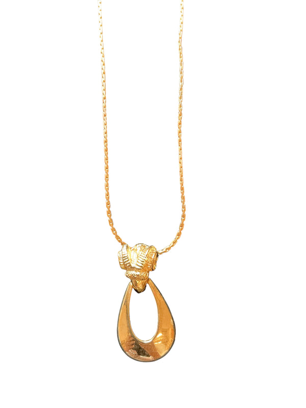 Vintage 1970’s Style Gold Plated Teardrop Charm Delicate Gold Chain necklace